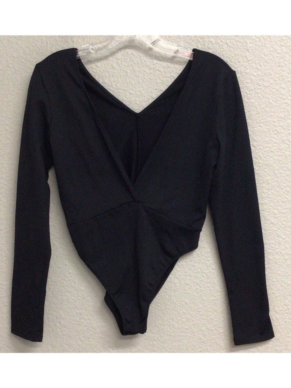 Only Hearts  Deep V  Black Bodysuit Women’s Size Medium Long Sleeve Stretch